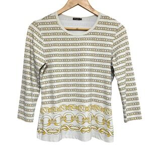 J.McLaughlin Chin Link Top Womens S Catalina Cloth Stretch‎ 3/4 Sleeve Preppy